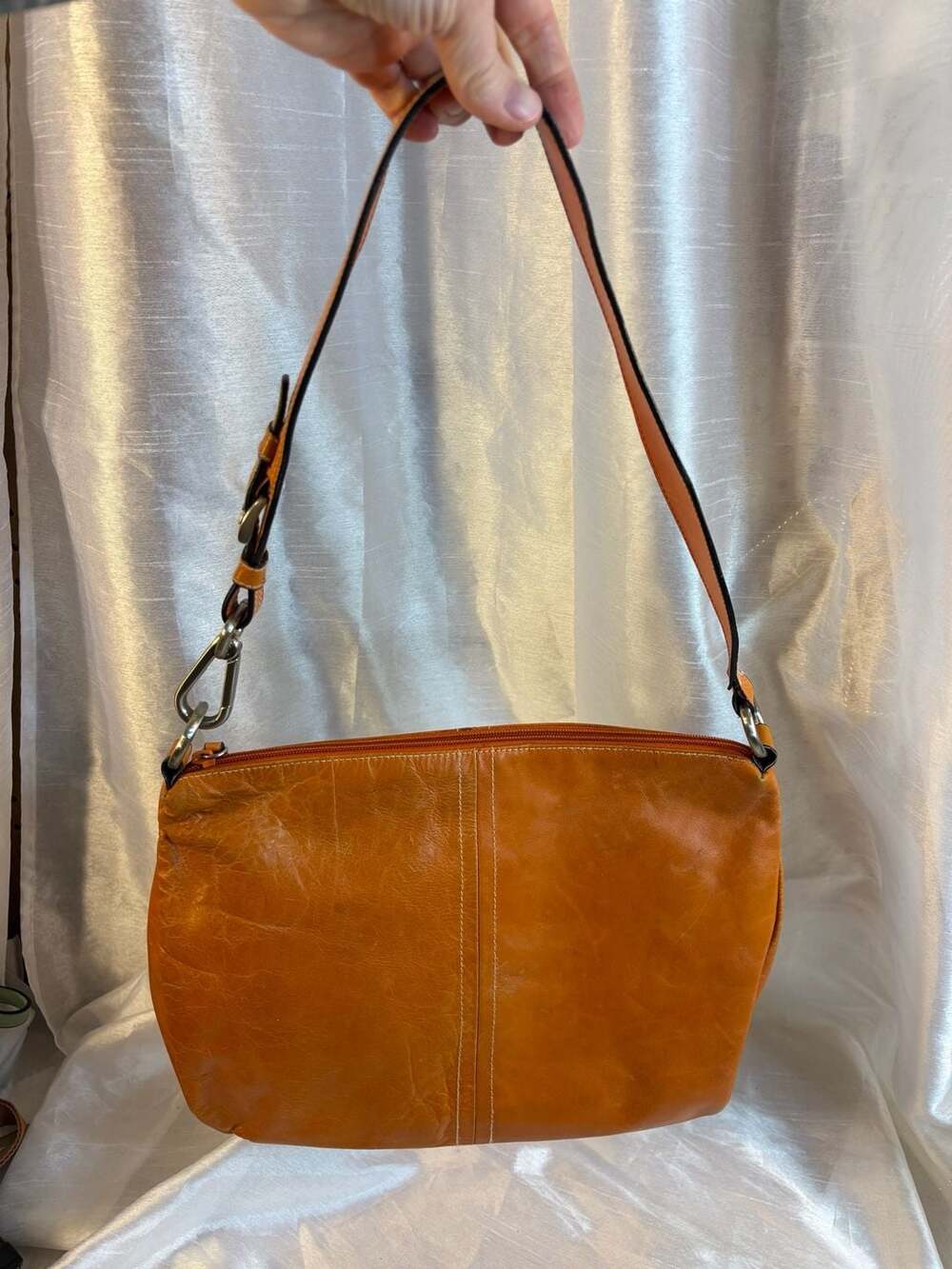 Orange Leather Shoulder Bag
